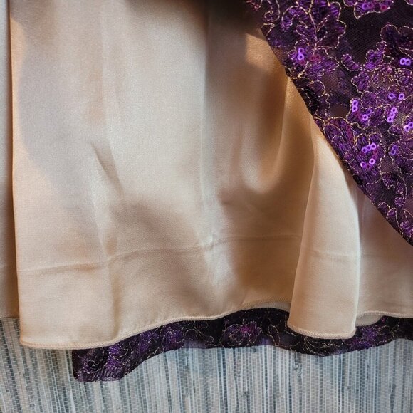 NWT Roberta Off the Shoulder Floral Lace Rhinestone Satin Party Mini Dress Small - Picture 6 of 12